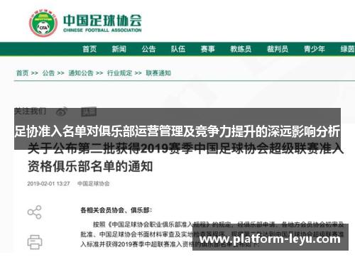 足协准入名单对俱乐部运营管理及竞争力提升的深远影响分析