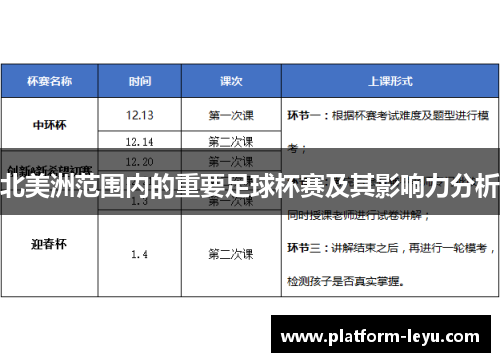 北美洲范围内的重要足球杯赛及其影响力分析
